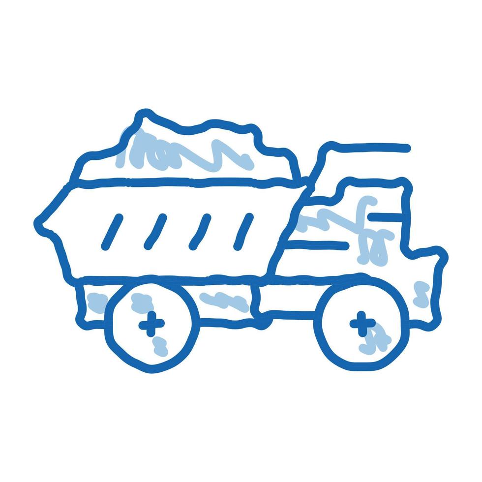 motor lorry doodle icon hand drawn illustration vector