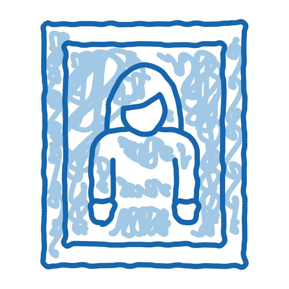 foto de mujer en marco doodle icono dibujado a mano ilustración vector