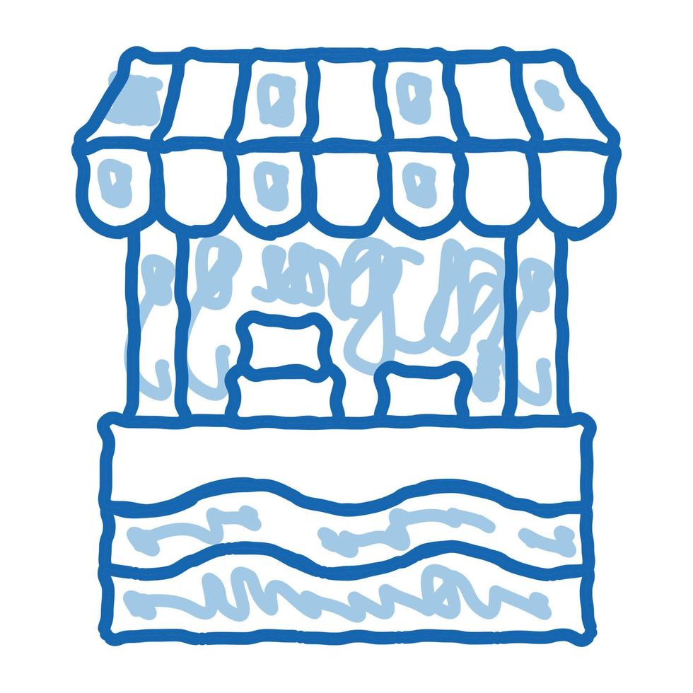 mobile food stall doodle icon hand drawn illustration vector