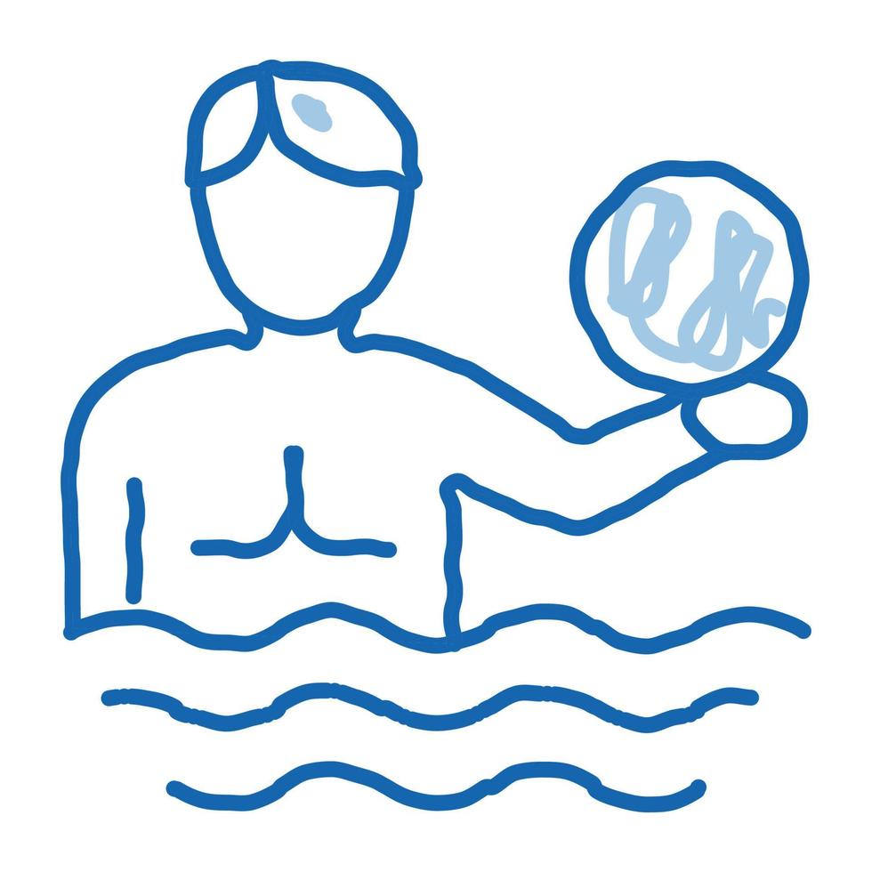 ilustración de contorno de vector de icono de bola de agua de hombre y voleibol