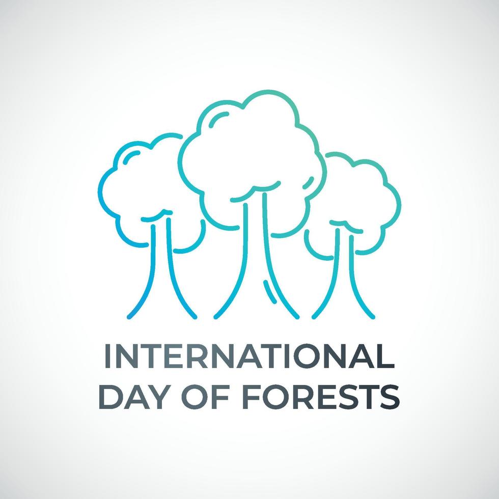 día internacional de los bosques. bandera de la ecología del concepto. conjunto de árboles verdes. vector