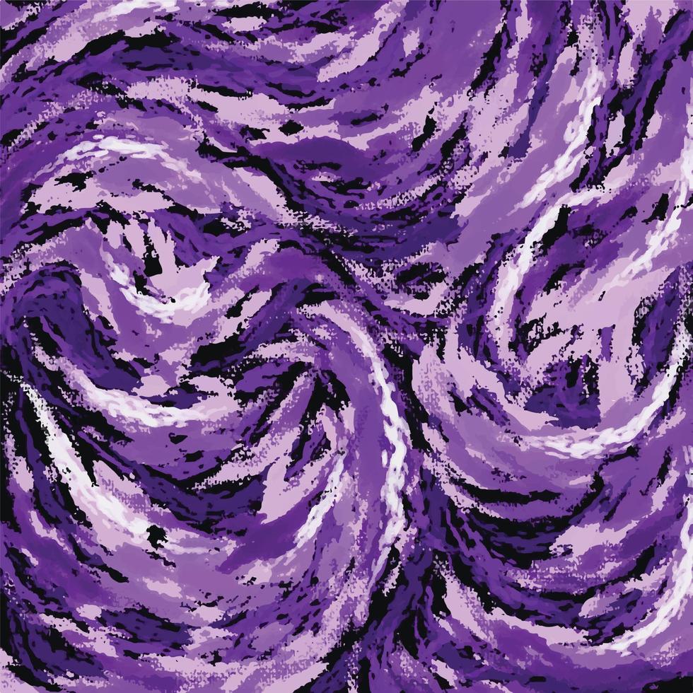 Purple swirling grungy brush stroke textured vector background isolated on black square template for social media post, poster, brochure, scarf print, textile and paper print.