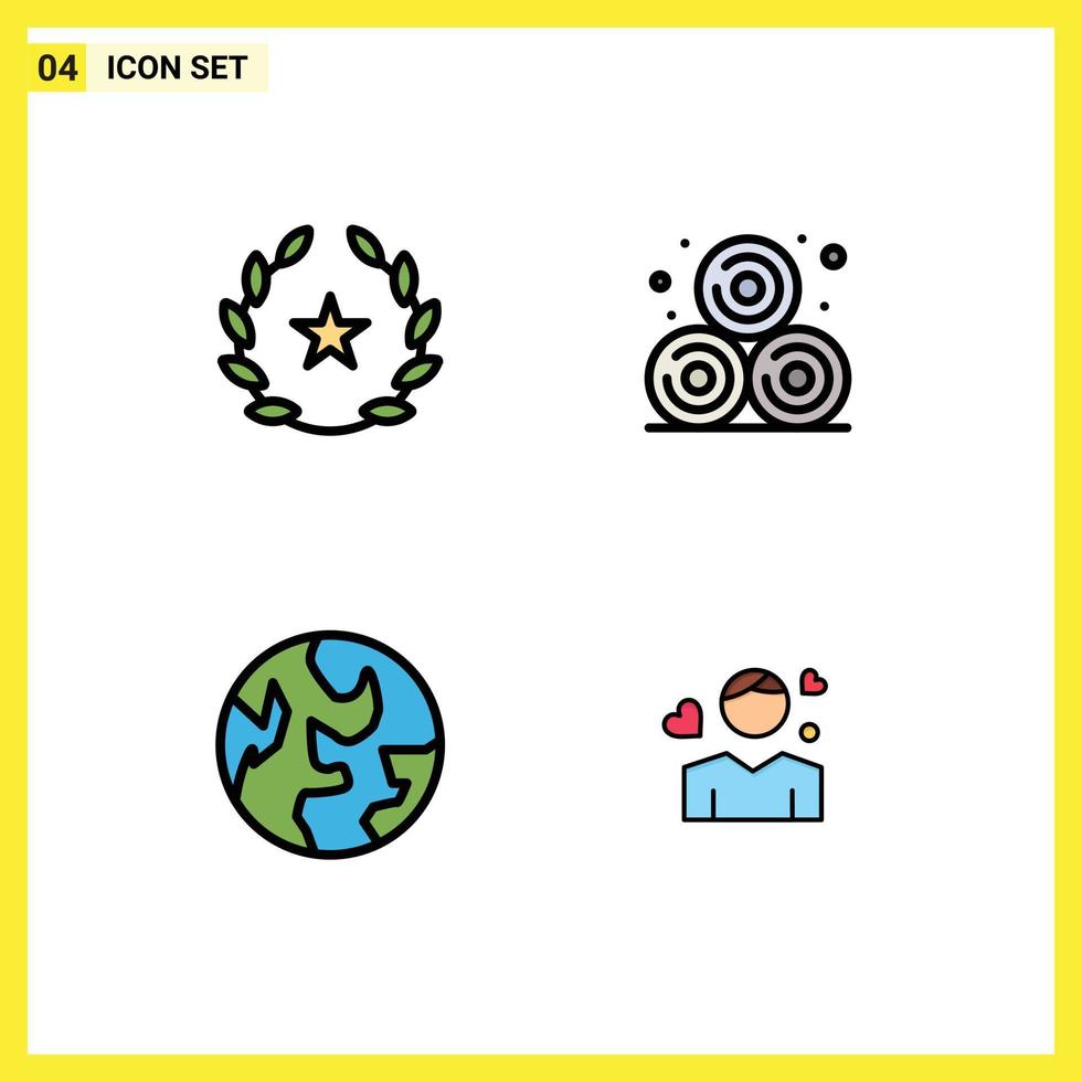 paquete de iconos de vector de stock de 4 signos y símbolos de línea para películas del mundo del cine elementos de diseño de vector editables de niño de paja de trigo