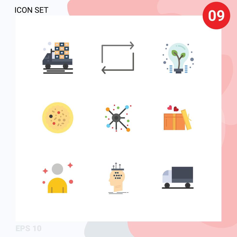 Stock Vector Icon Pack of 9 Line Signs and Symbols for share distribute light restaurant pepperoni Editable Vector Design Elements