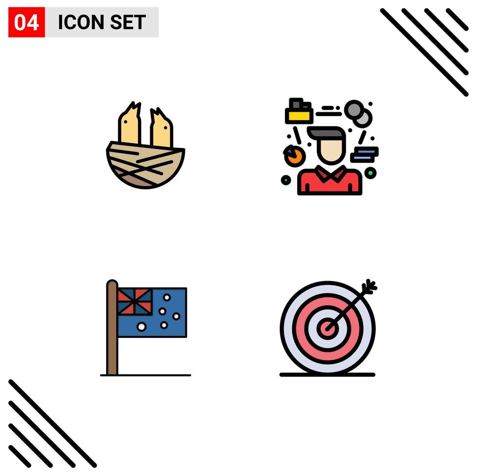 Set of 4 Modern UI Icons Symbols Signs for animal australia spring tasks flag Editable Vector Design Elements