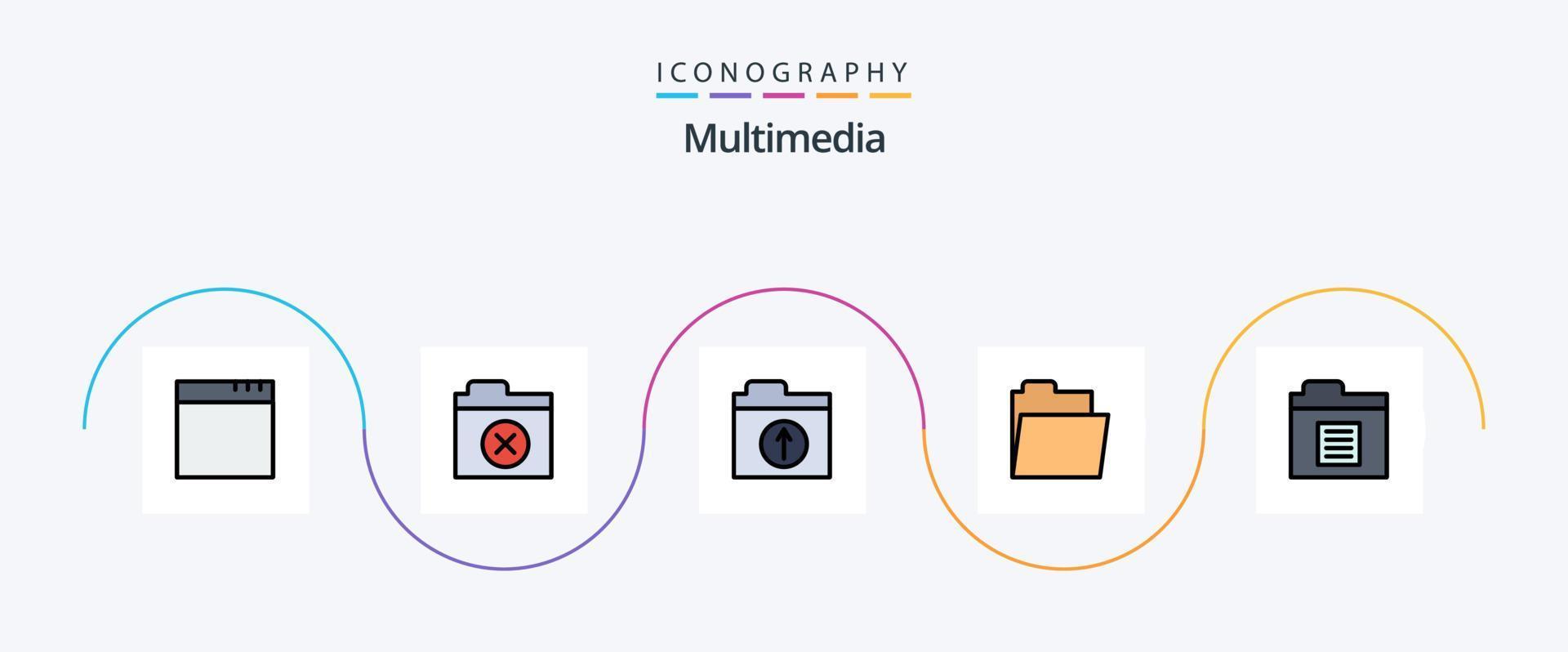 Multimedia Line Filled Flat 5 Icon Pack Including . files. files vector