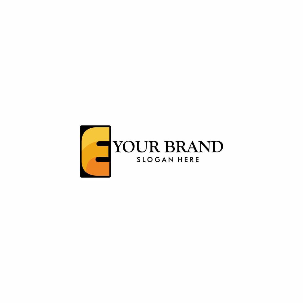 vector logo illustration of letter e in gold color
