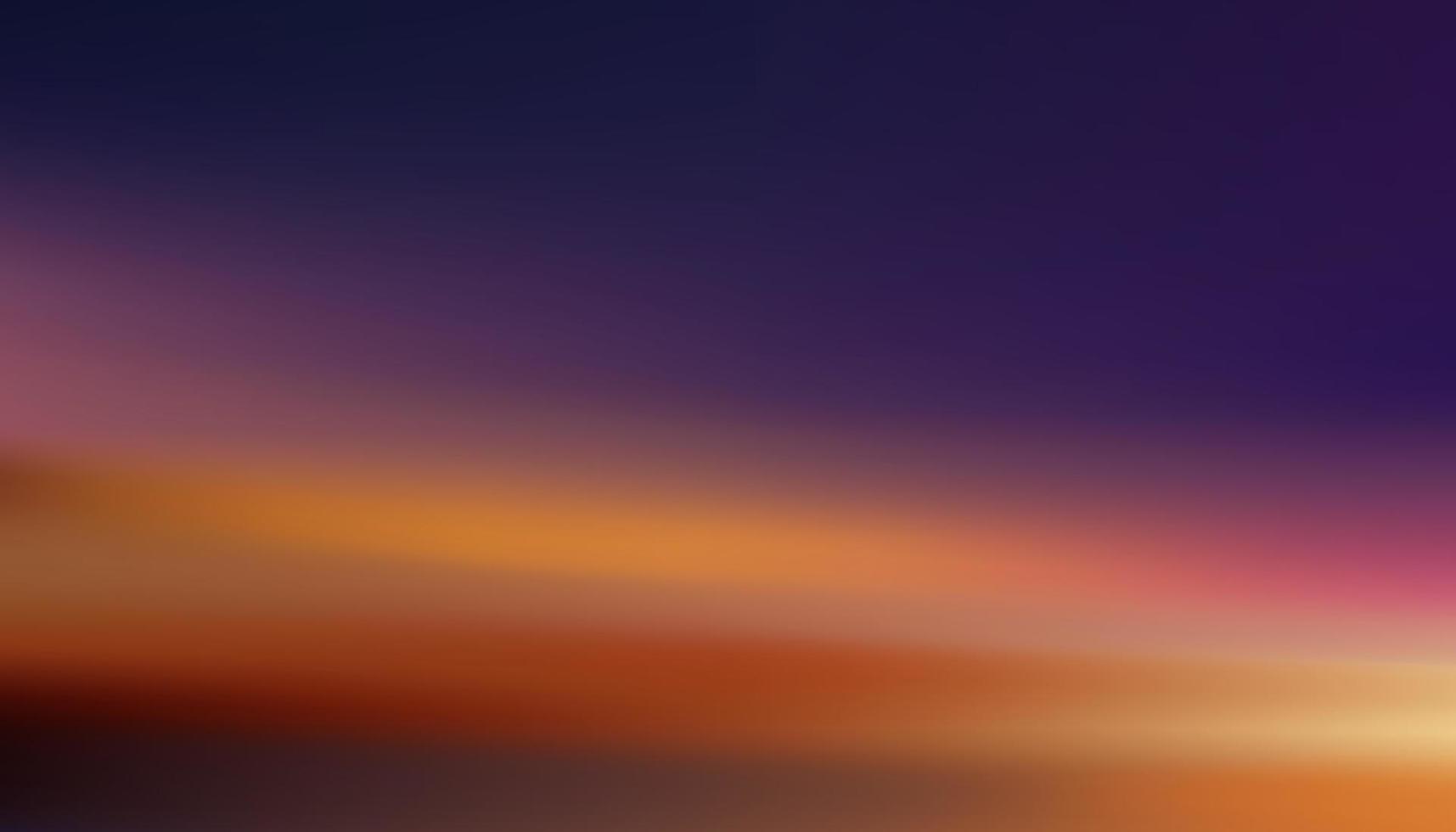 cielo atardecer con color naranja, amarillo, rosa, púrpura, azul, hora dorada espectacular paisaje crepuscular, banner vectorial horizontal romántico atardecer cielo del amanecer o la luz del sol durante las cuatro estaciones de fondo. vector