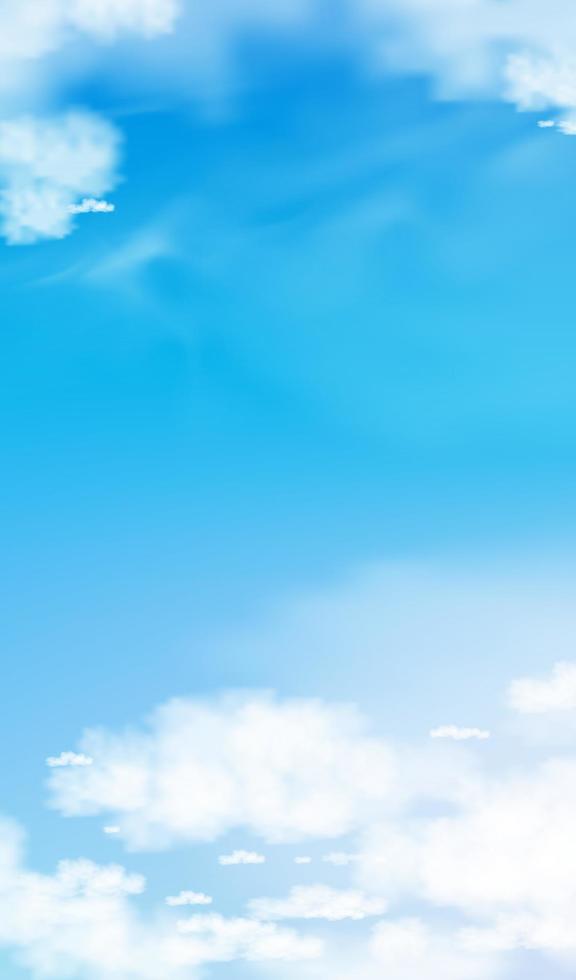 cielo azul con fondo de nubes altostratus, cielo de dibujos animados vectoriales con cirros, fondo de fondo para banner vertical estacional nublado en el día soleado primavera o verano.3d ilustración hermosa naturaleza vector