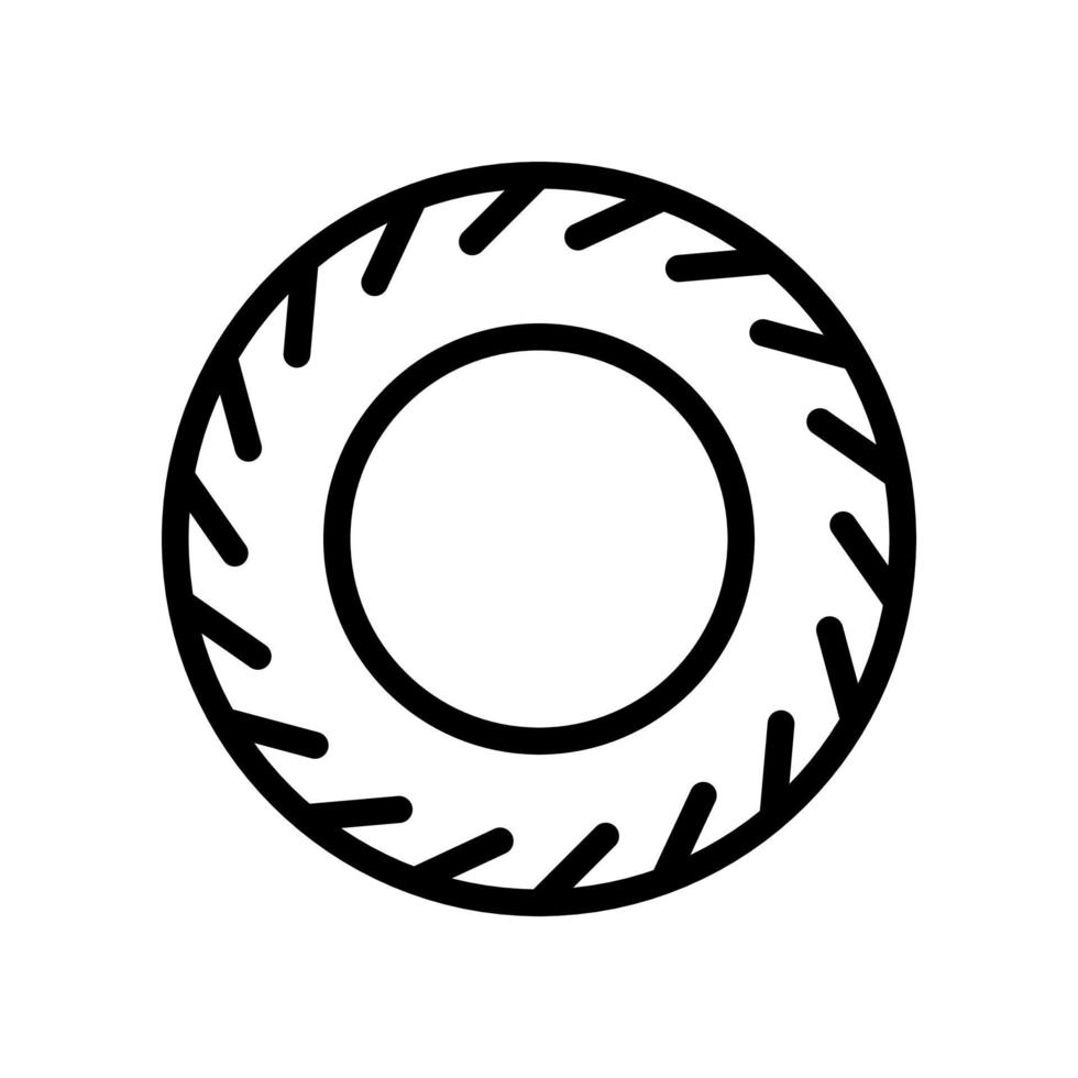 Rubber tire or tyre icon in line style design isolated on white background. Editable stroke. vector
