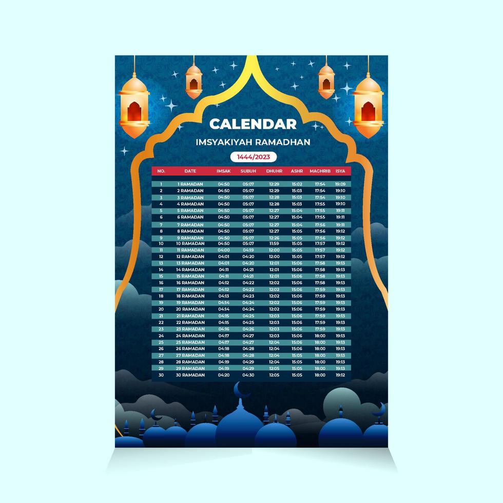 Imsakiyah Ramadan Calendar Template vector