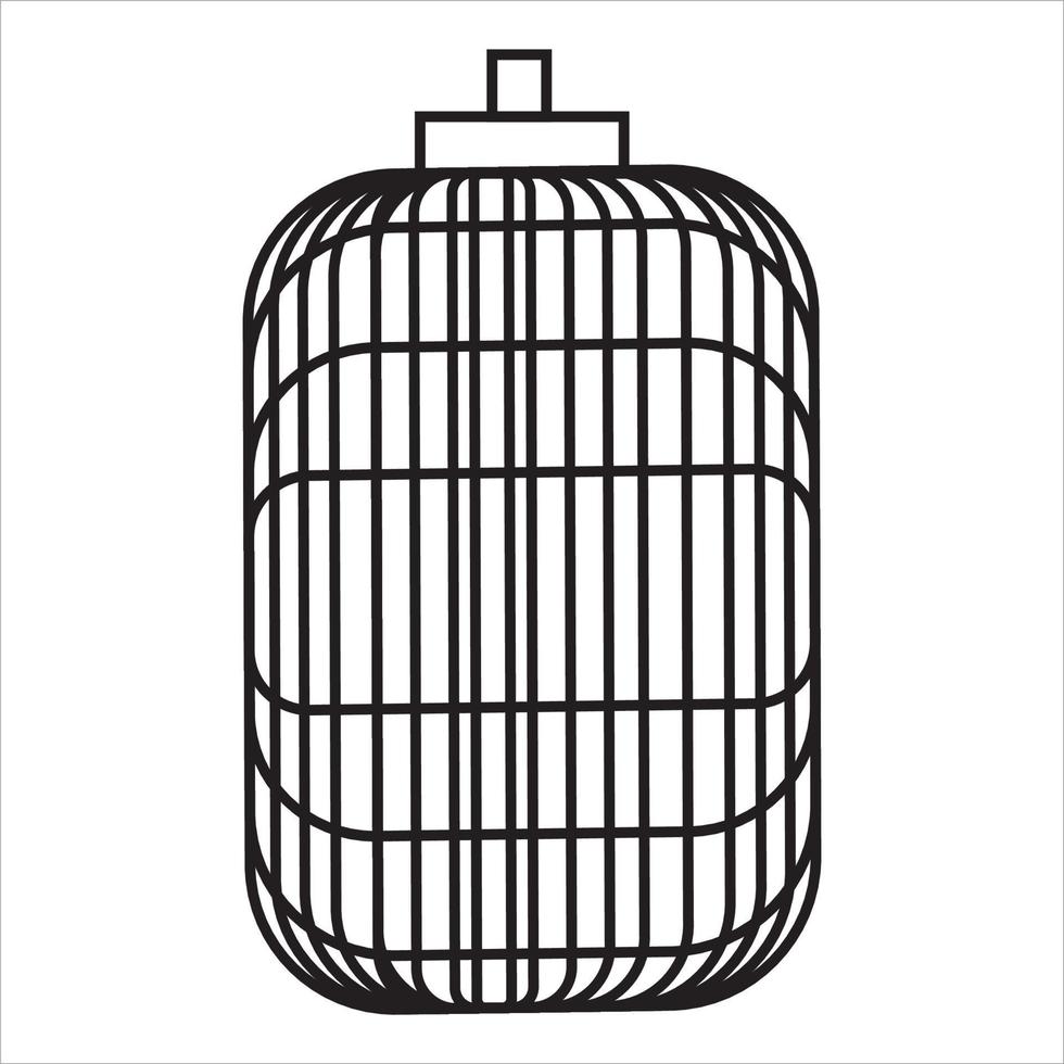 Vector, Image of caged bird ,Black and white color, with transparent background vector