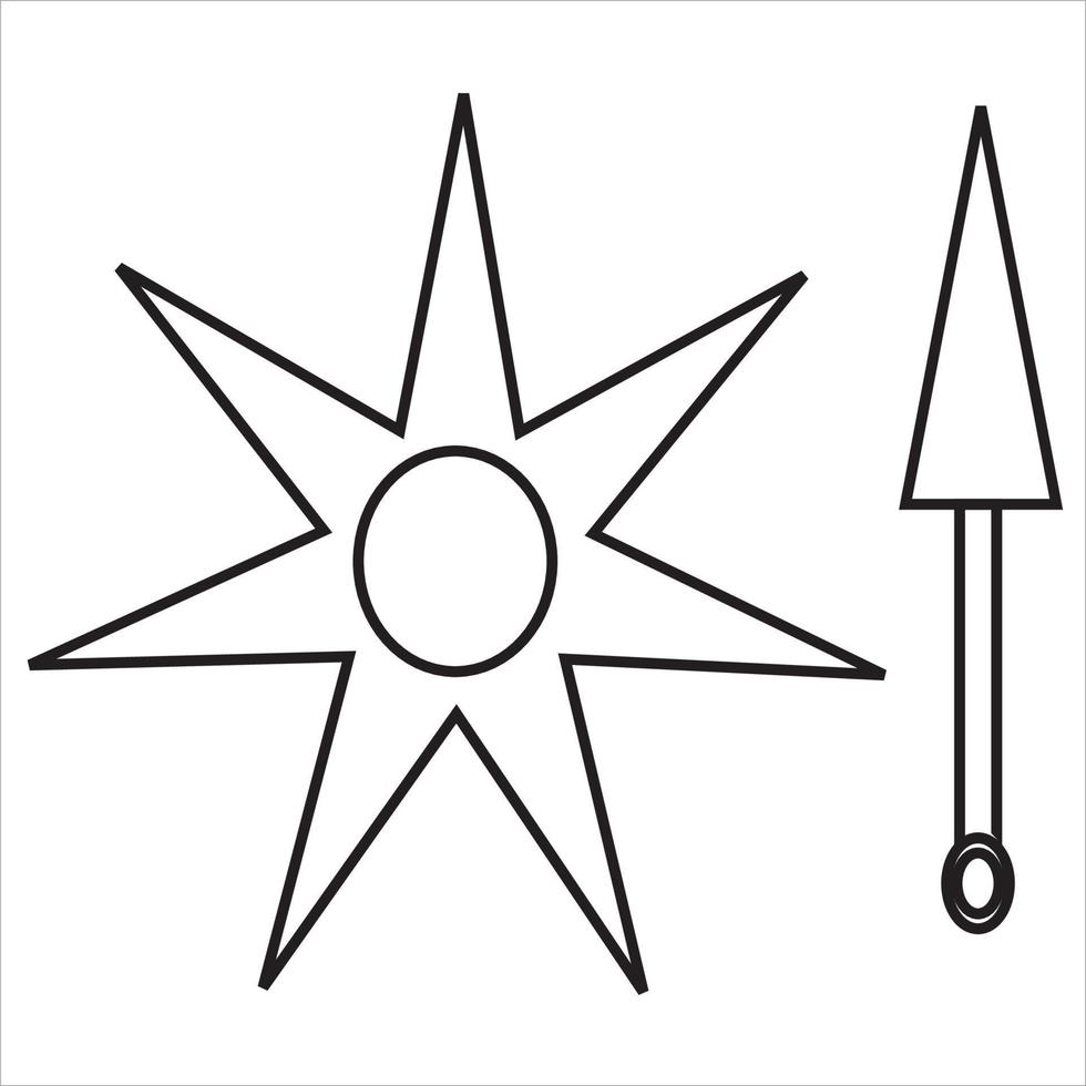 Vector image of ninja equipment, in black and white, with a transparent background