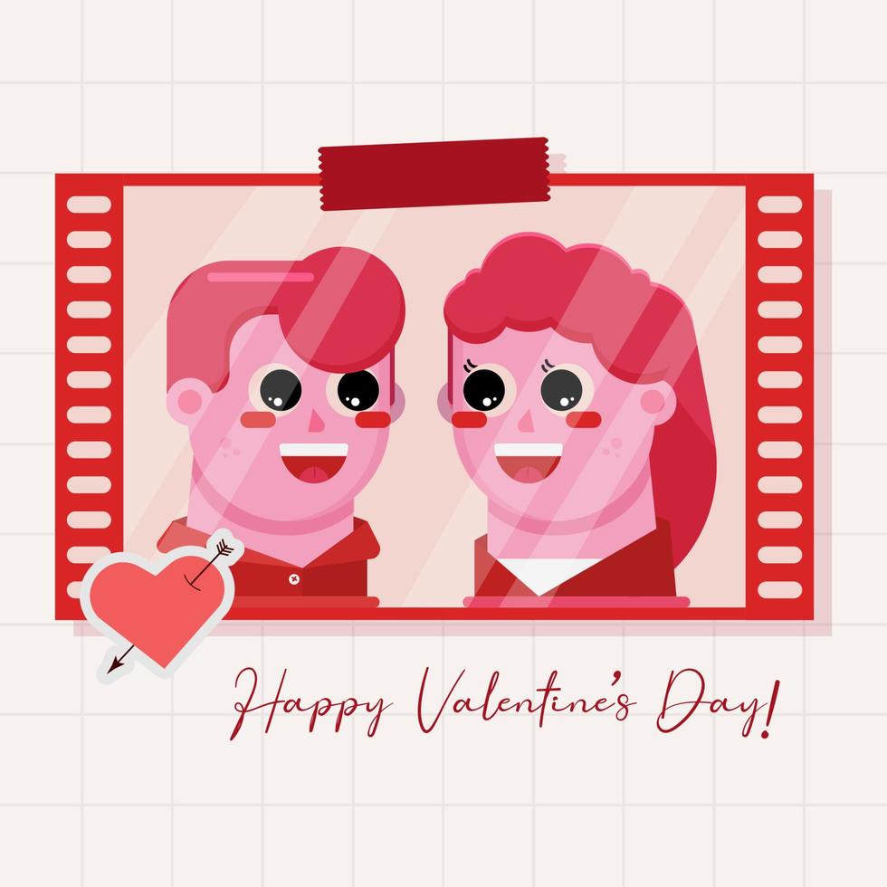 ilustración del día de san valentín de pareja en rollo de película vector