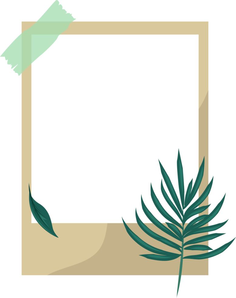 aesthetic photo frame template with decorative leaf element png
