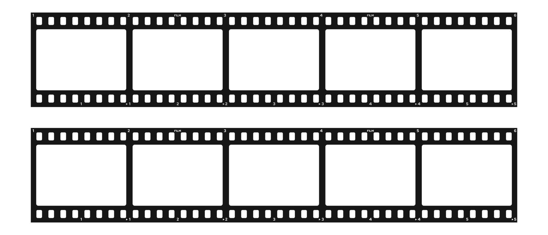 Set of filmstrip isolated on transparent background. Retro film strip frame. Vector illustration