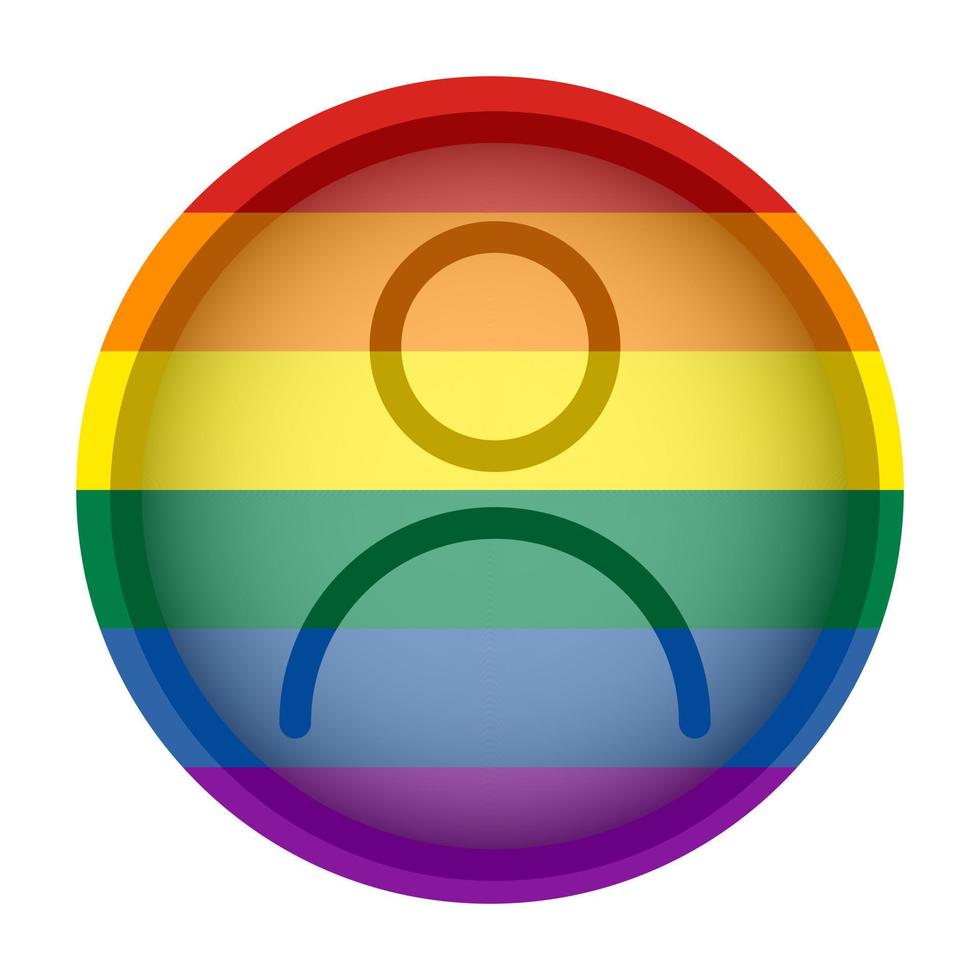 Pride rainbow flag User Icon. LGBTQ Avatar Profile, Social Media User Circle shape style. Vector Illustration
