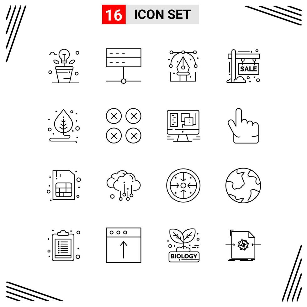 16 Icons Line Style Grid Based Creative Outline Symbols for Website Design Simple Line Icon Signs Isolated on White Background 16 Icon Set Creative Black Icon vector background