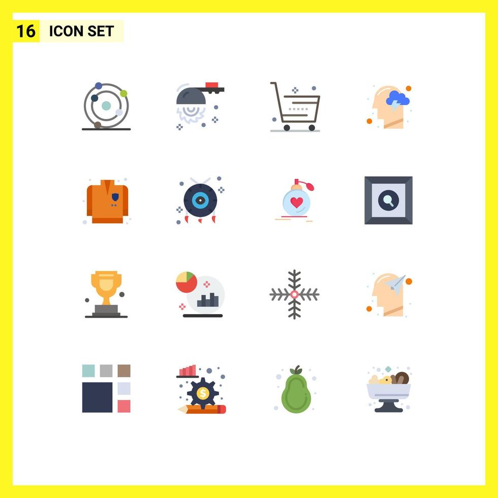 16 iconos creativos signos y símbolos modernos de energía cabeza de carro humano compras paquete editable de elementos de diseño de vectores creativos