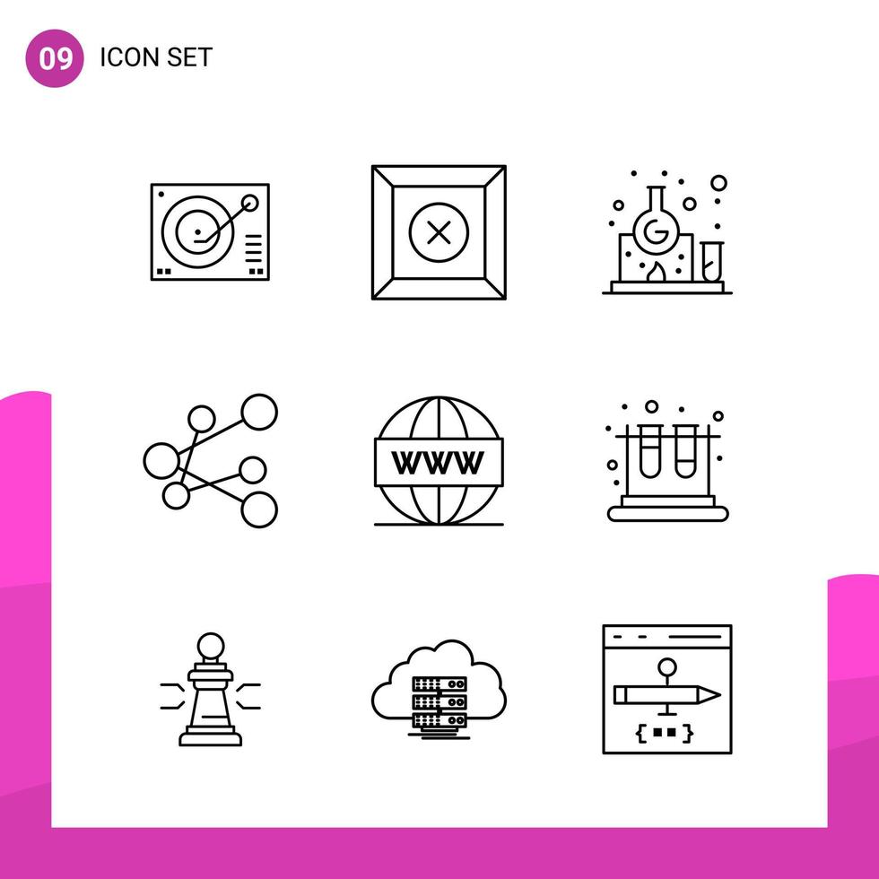 Outline Icon set Pack of 9 Line Icons isolated on White Background for responsive Website Design Print and Mobile Applications Creative Black Icon vector background