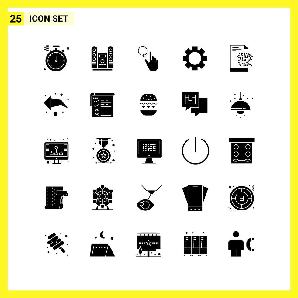 25 Icon Set Simple Solid Symbols Glyph Sign on White Background for Website Design Mobile Applications and Print Media Creative Black Icon vector background