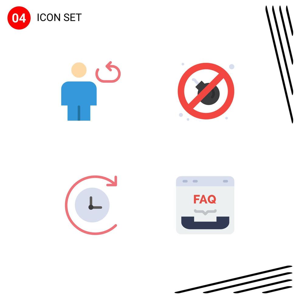 Stock Vector Icon Pack of 4 Line Signs and Symbols for avatar time machine loop no communication Editable Vector Design Elements