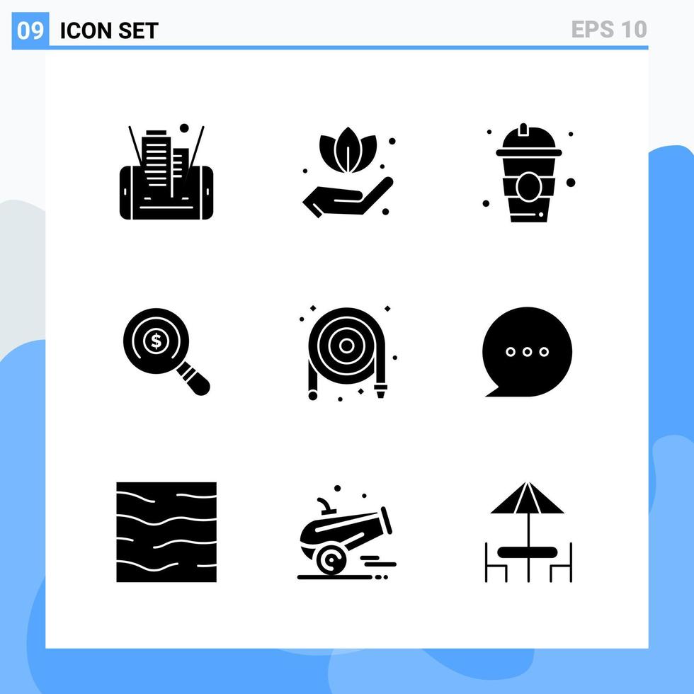 9 iconos de estilo sólido moderno símbolos de glifo para uso general signo de icono sólido creativo aislado sobre fondo blanco paquete de 9 iconos fondo de vector de icono negro creativo