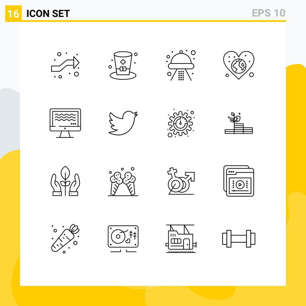 16 Creative Icons Modern Signs and Symbols of live love craft world earth Editable Vector Design Elements