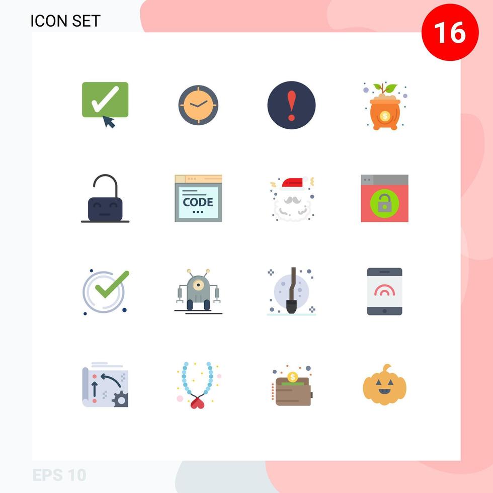 16 Thematic Vector Flat Colors and Editable Symbols of parental control alert money cost Editable Pack of Creative Vector Design Elements