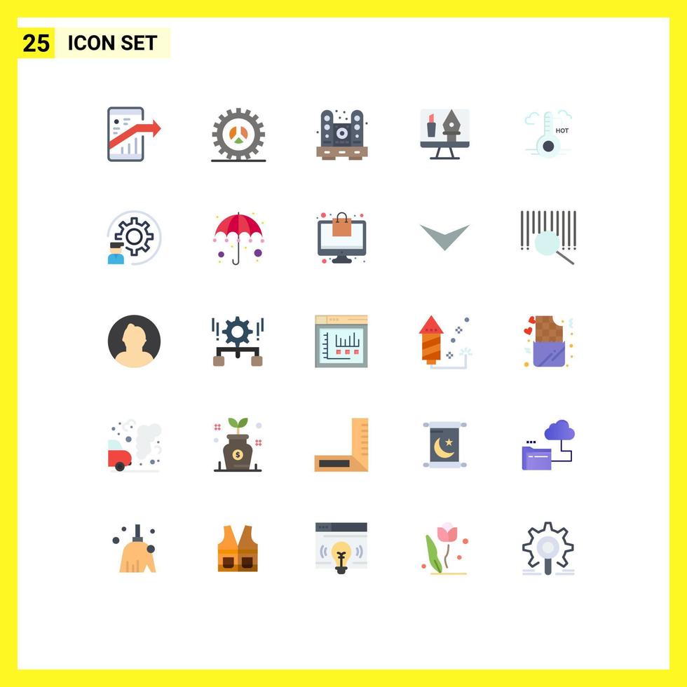 Set of 25 Vector Flat Colors on Grid for crop tools web design speaker home Editable Vector Design Elements