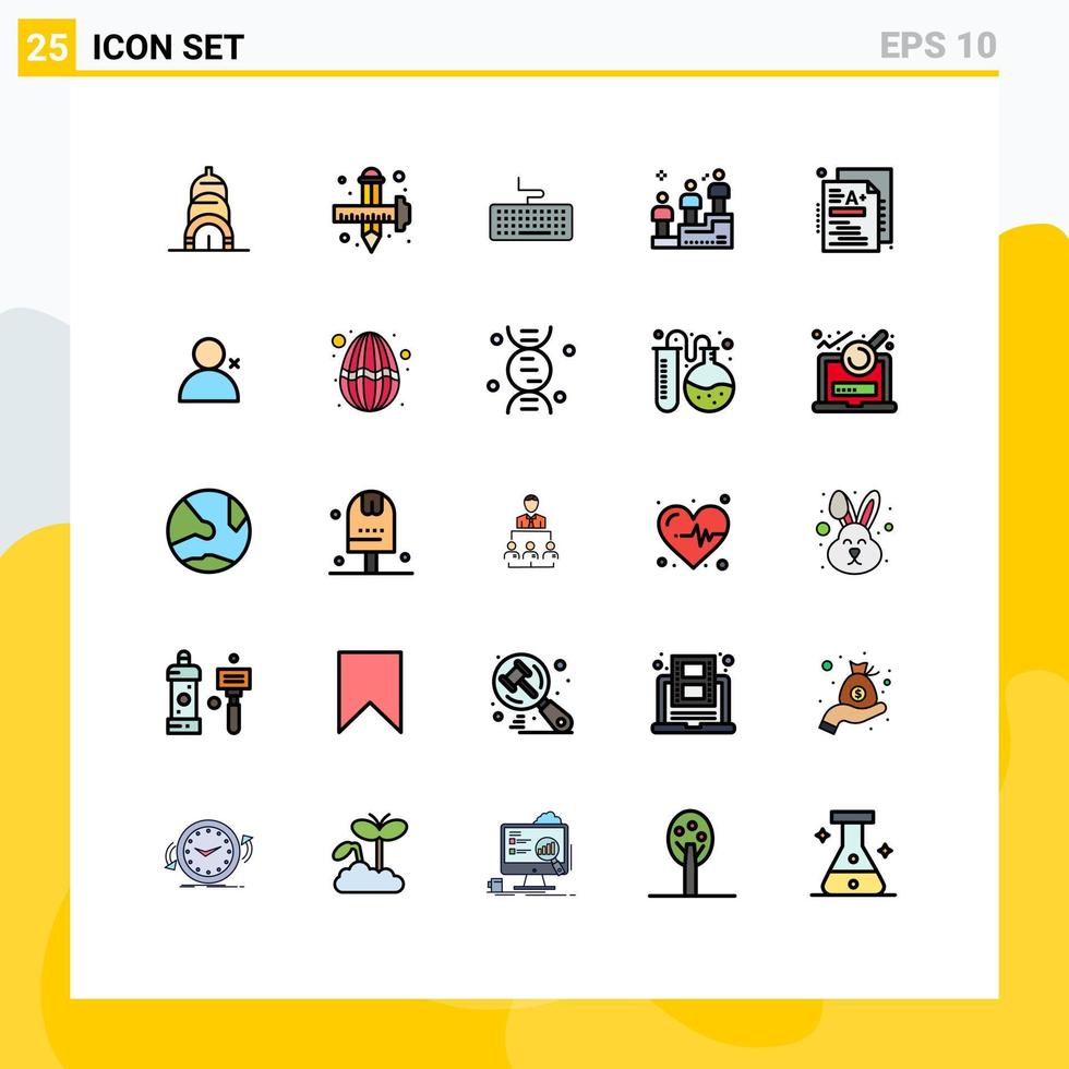 Modern Set of 25 Filled line Flat Colors and symbols such as a man key win leaderboard Editable Vector Design Elements