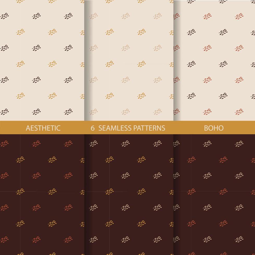Aesthetic patterns. Boho patterns. Set of seamless pattern with dots in boho and aesthetic style. Vector Illustration.