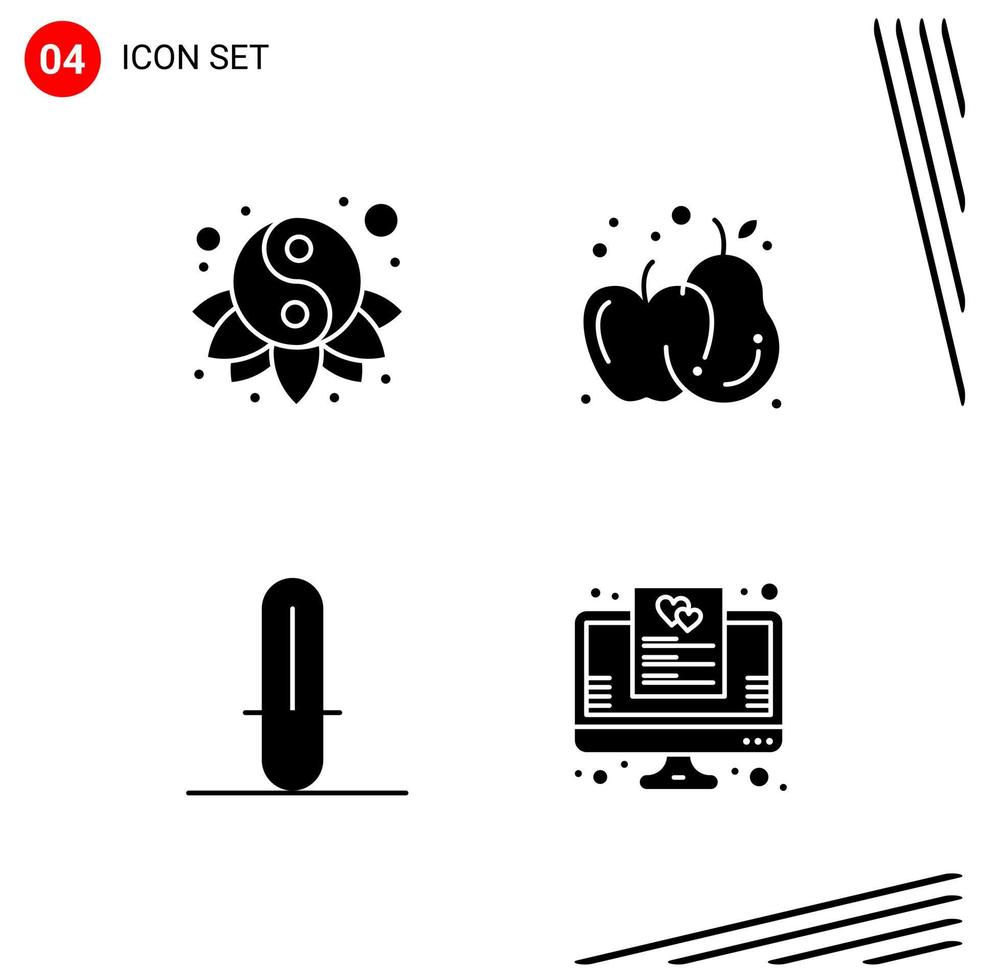 Collection of 4 Vector Icons in solid style Pixle Perfect Glyph Symbols for Web and Mobile Solid Icon Signs on White Background 4 Icons Creative Black Icon vector background