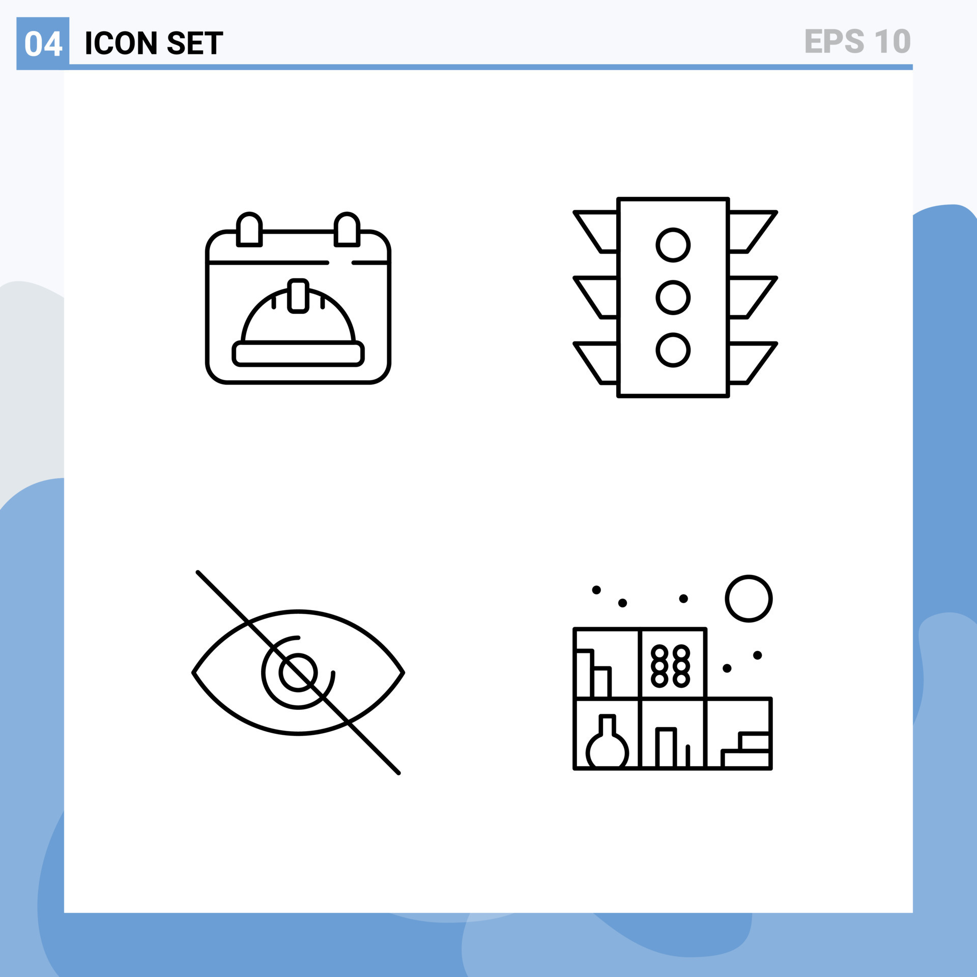 4 Line concept for Websites Mobile and Apps calendar eye date signal
