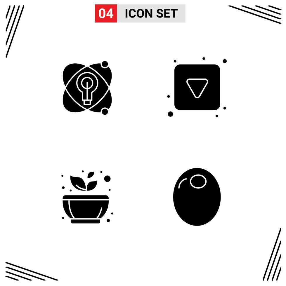 4 Creative Icons Modern Signs and Symbols of atom mortar bulb down spa Editable Vector Design Elements