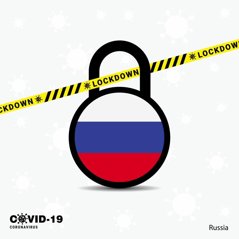 Russia Lock DOwn Lock Coronavirus pandemic awareness Template COVID19 Lock Down Design vector