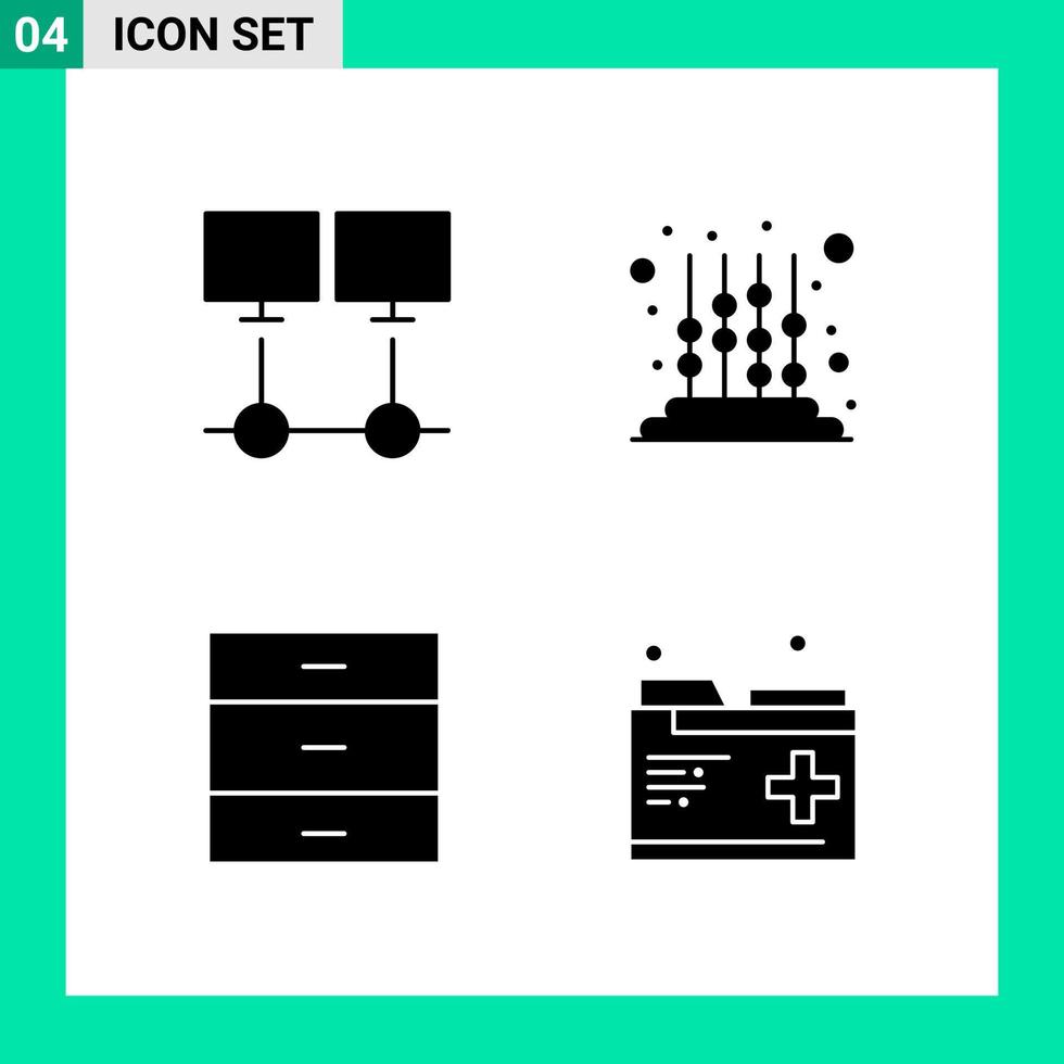 Pack of 4 Solid Style Icon Set Glyph Symbols for print Creative Signs Isolated on White Background 4 Icon Set Creative Black Icon vector background