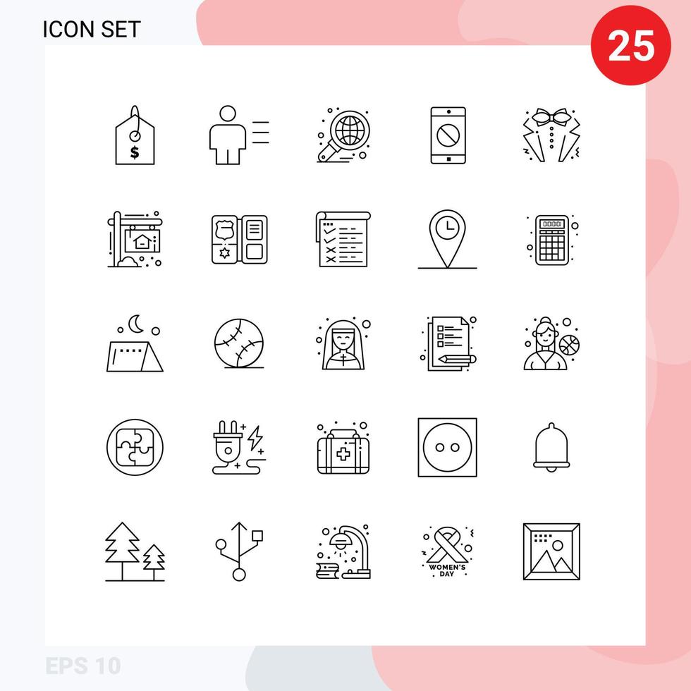 25 Creative Icons Modern Signs and Symbols of heart mobile analysis disabled mobile report Editable Vector Design Elements