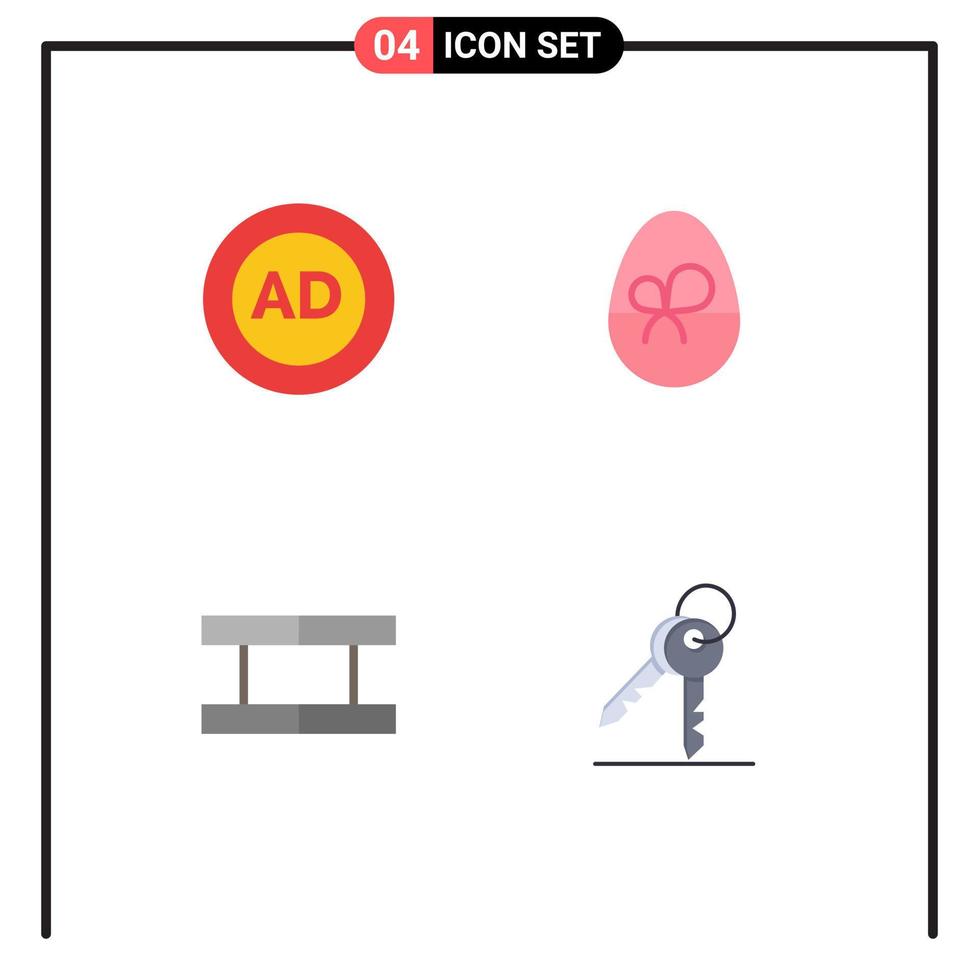 Flat Icon Pack of 4 Universal Symbols of ad field advertising gift tennis Editable Vector Design Elements