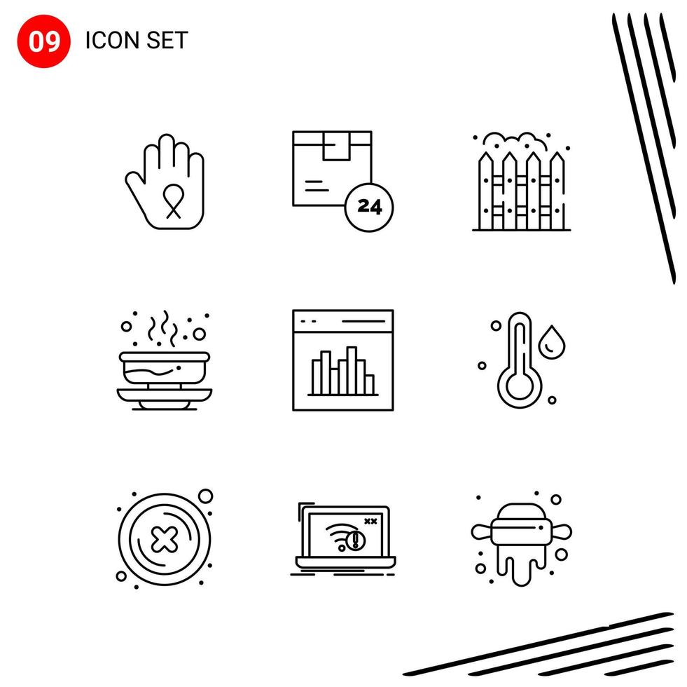 Collection of 9 Vector Icons in Line style Pixle Perfect Outline Symbols for Web and Mobile Line Icon Signs on White Background 9 Icons Creative Black Icon vector background