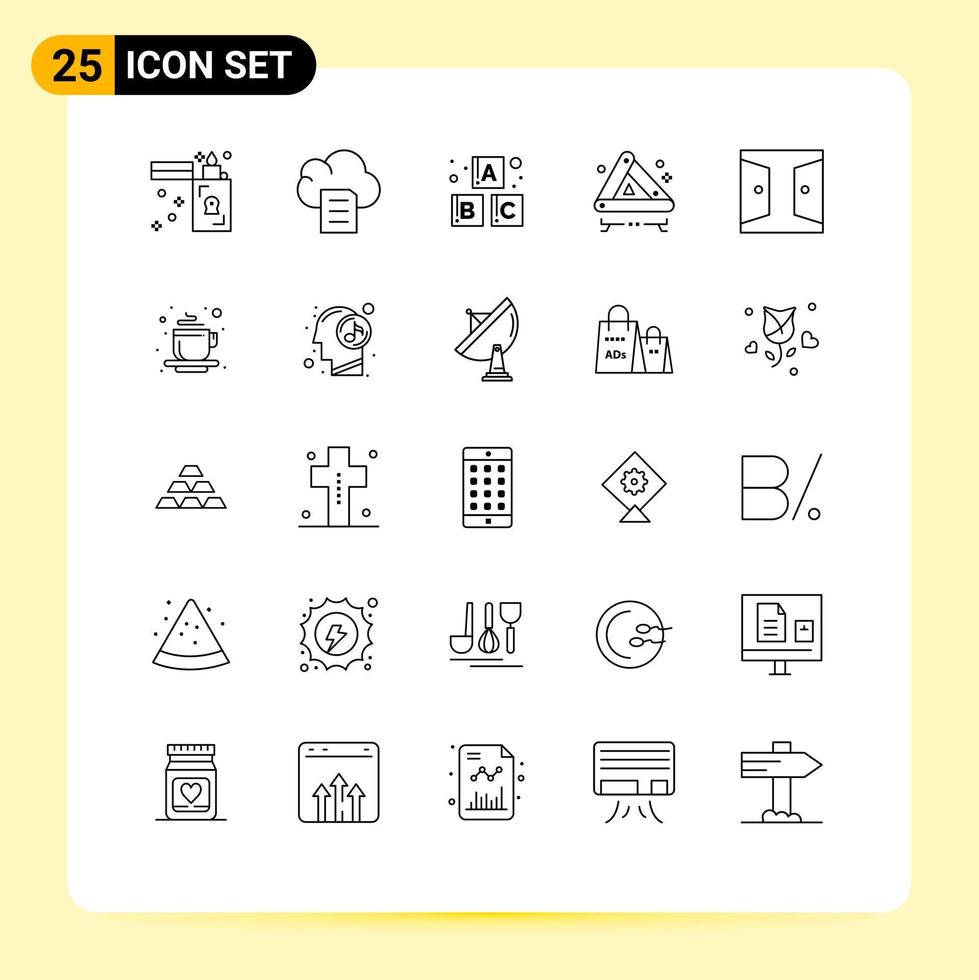 conjunto de pictogramas de 25 líneas simples de elementos de diseño vectorial editables de carreteras de edificios para bebés de la puerta de la casa vector