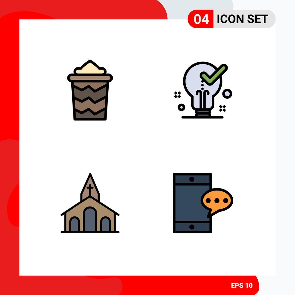 Universal Icon Symbols Group of 4 Modern Filledline Flat Colors of beach church vacation light christian Editable Vector Design Elements