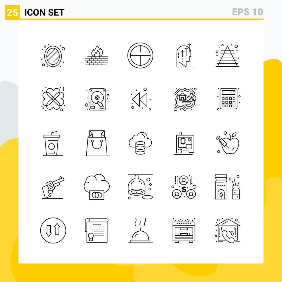 Collection of 25 Universal Line Icons Icon Set for Web and Mobile Creative Black Icon vector background