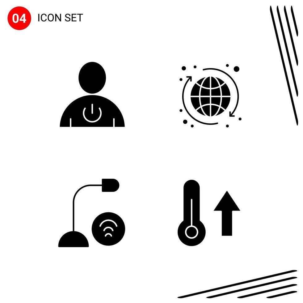 Collection of 4 Vector Icons in solid style Pixle Perfect Glyph Symbols for Web and Mobile Solid Icon Signs on White Background 4 Icons Creative Black Icon vector background