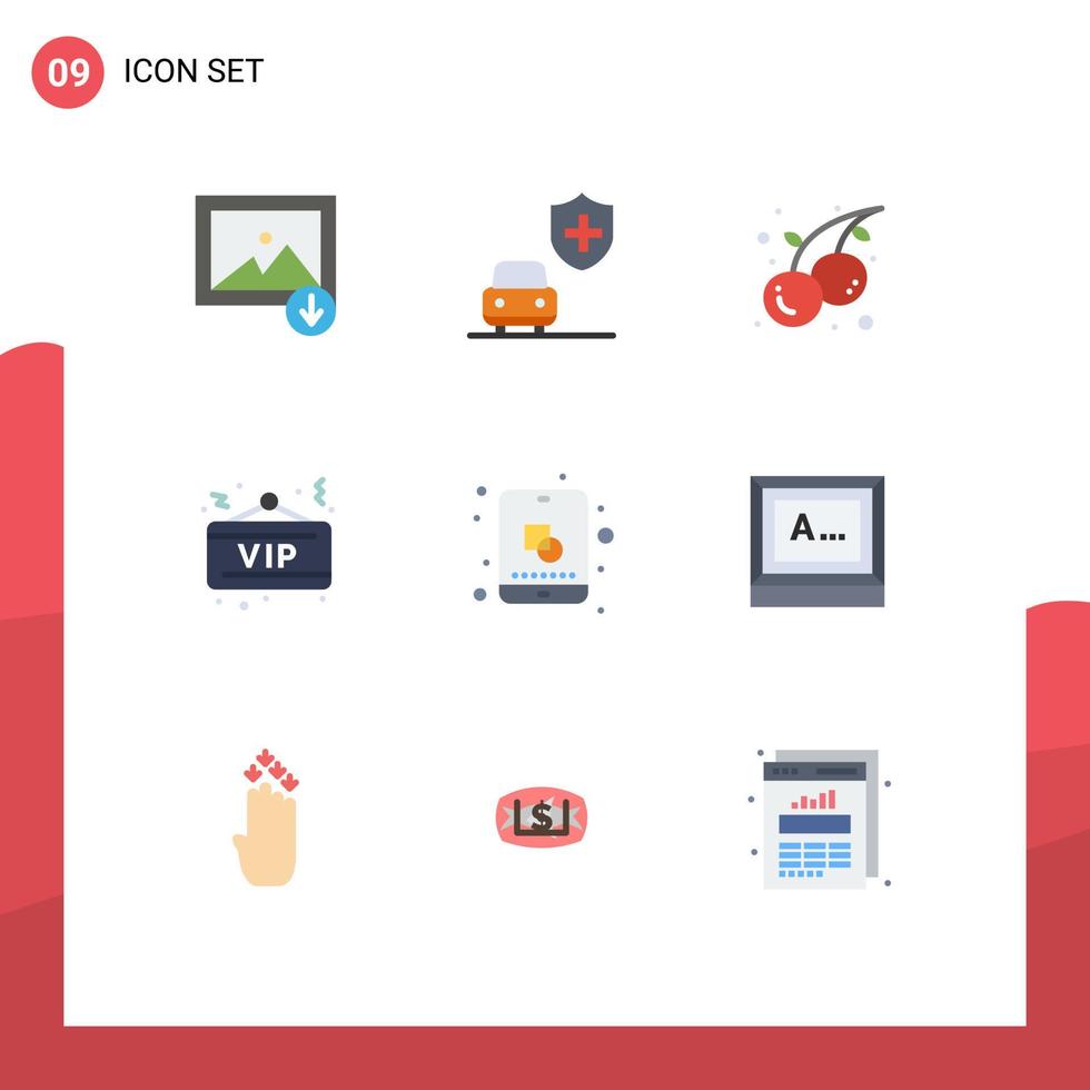 9 Flat Color concept for Websites Mobile and Apps creative edit fruit design night Editable Vector Design Elements
