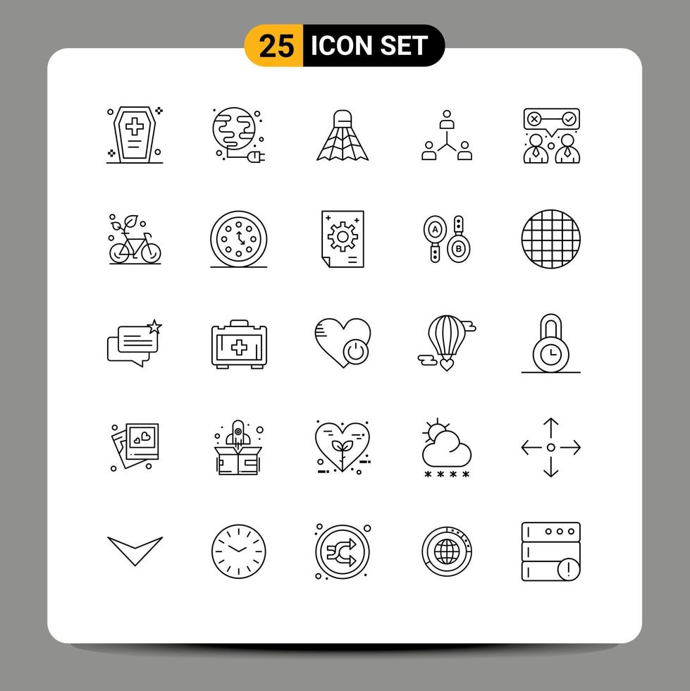 Pack of 25 Modern Lines Signs and Symbols for Web Print Media such as hierarchy cooperation globe company game Editable Vector Design Elements