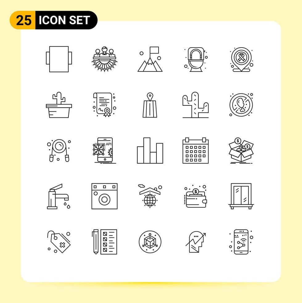 25 Universal Line Signs Symbols of medical hospital interface toilet commode Editable Vector Design Elements