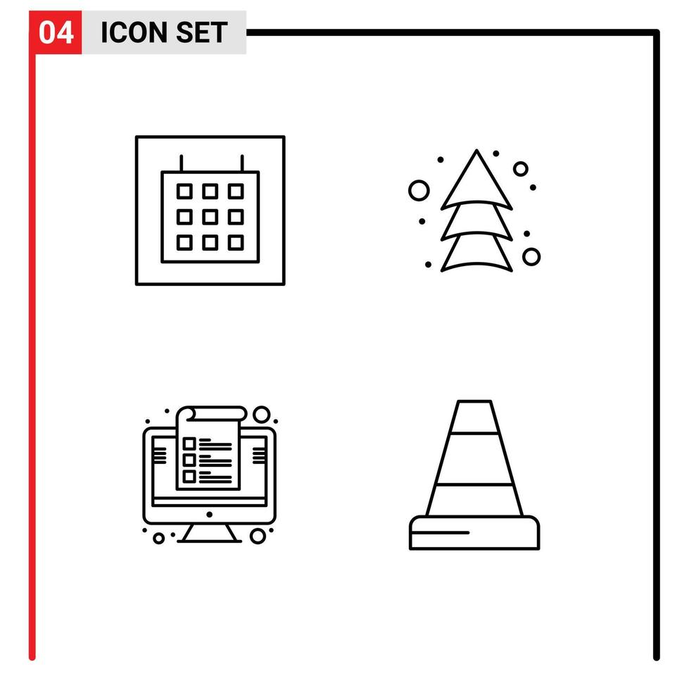 4 Line concept for Websites Mobile and Apps calendar invoice arrow direction percent Editable Vector Design Elements