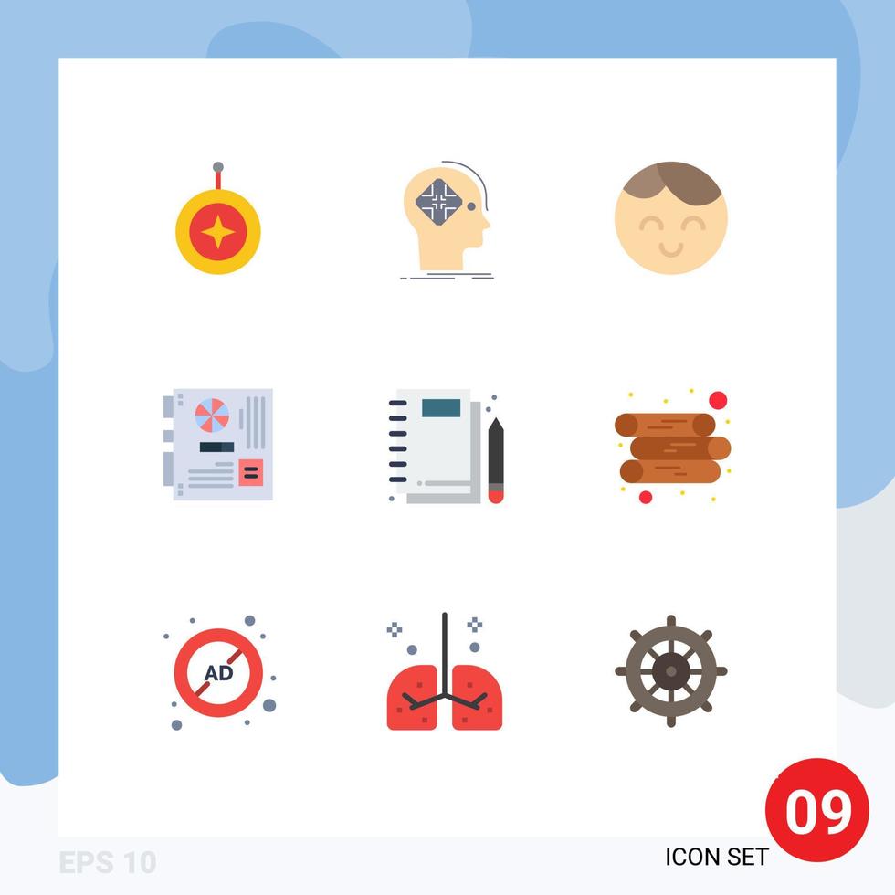 9 iconos creativos signos y símbolos modernos de la placa base mainboard human main child elementos de diseño vectorial editables vector