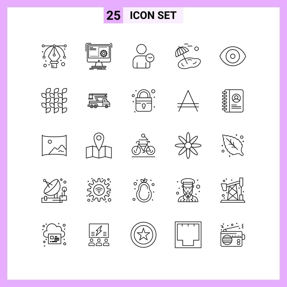 25 Icons in Line Style Outline Symbols on White Background Creative Vector Signs for Web mobile and Print Creative Black Icon vector background